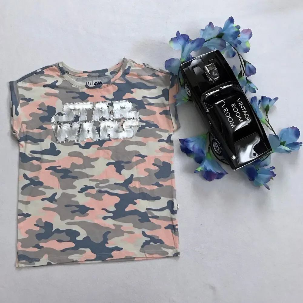 Gap Star Wars NWOT Camouflage Graphic Shirt Girls M (8)